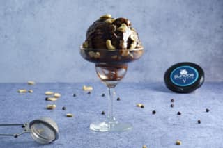 Nutty chocolate sundae
