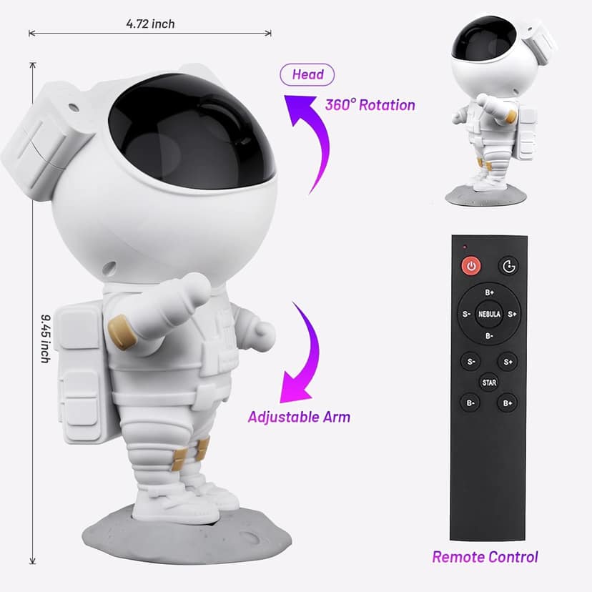 KKK Retailers Astronaut Galaxy Projector Night Light 360 Degree Rotating Nebula Star Projector with Remote Control Timer and Adjustable Head LED Space Lamp for Kids Bedroom Gaming Room Home a view 2