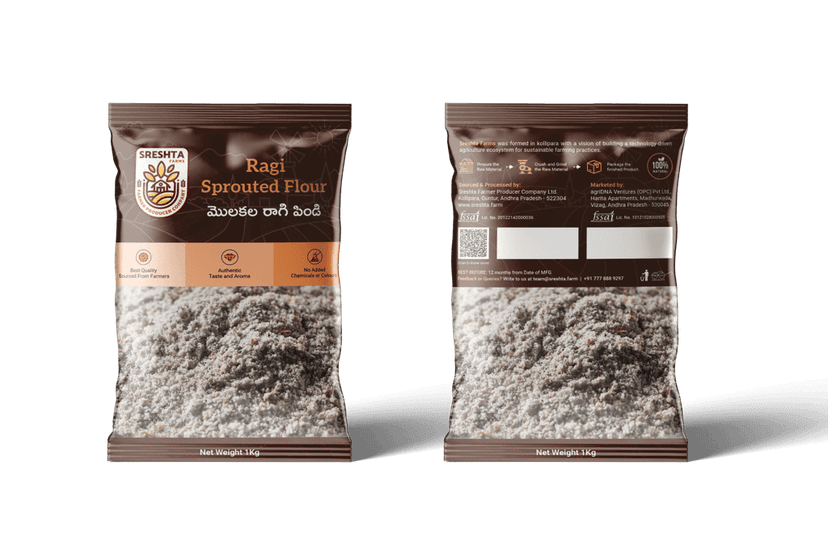 Sreshta Farms Sprouted Ragi Flour - 1kg view 2
