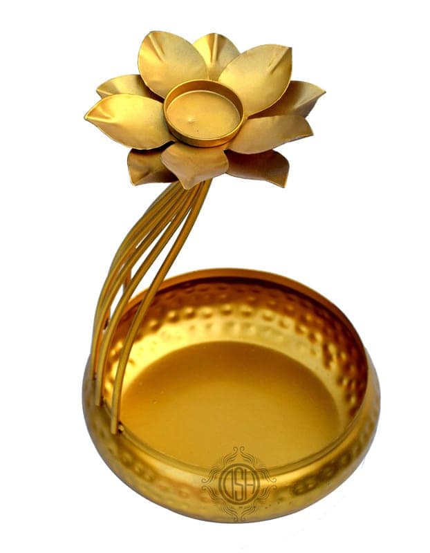 Urli Bowl Flower Design with Tealight Candle Holder for Diwali Christmas and New Year view 2