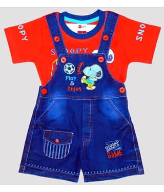 Wise Guys Pack of 1 Baby Boys Denim Dungaree Sets ( Red )