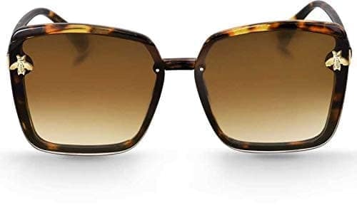 Fancy-Creation Honey Bee on Lenses Butterfly Over Sized Square Sunglasses With UV 400 Protection For Women (C2 - Animal Print) view 2