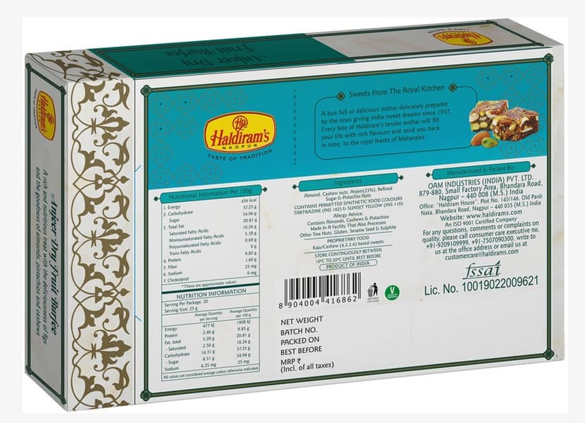 Haldiram's Nagpur Anjeer Dry Fruit Burfee 250g with Rakhi Assorted Gift Box (Multicolor) view 2