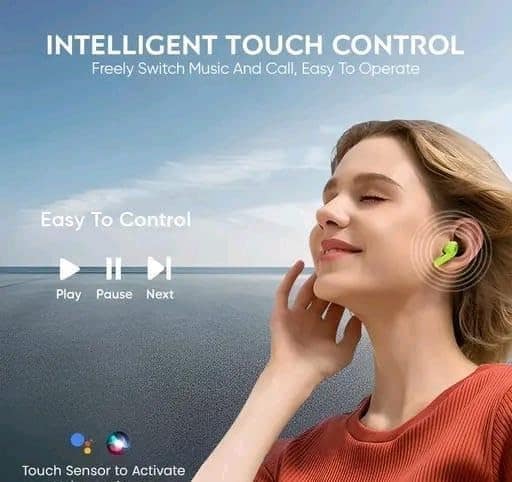 Lime Green True Wireless Earbuds with Transparent LED Display Charging Case view 2