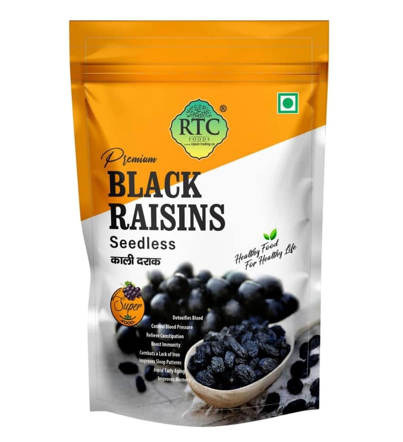 RTC FOODS Premium 250g Seedless Afghani Black Raisins (Kali Kishmish) | High in Dietary Fiber & Potassium | Naturally Sweet & Flavorful Dry Fruit Snack view 2