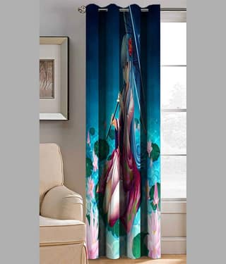 BELLA TRUE Abstract Printed Semi-Transparent Eyelet Curtain 5 ft ( Pack of 1 ) - Multicolor