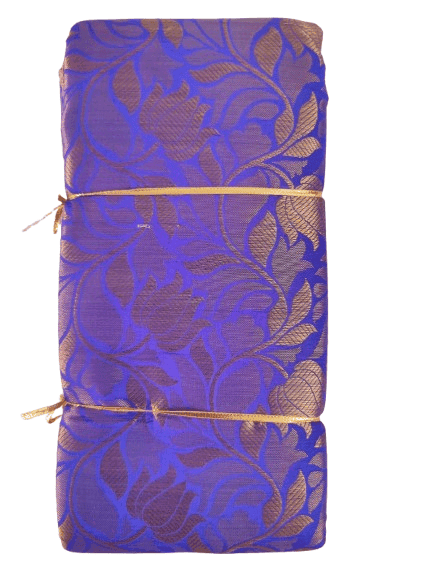 Purple and Green Kanjivaram Silk Saree with Golden Zari Border view 2
