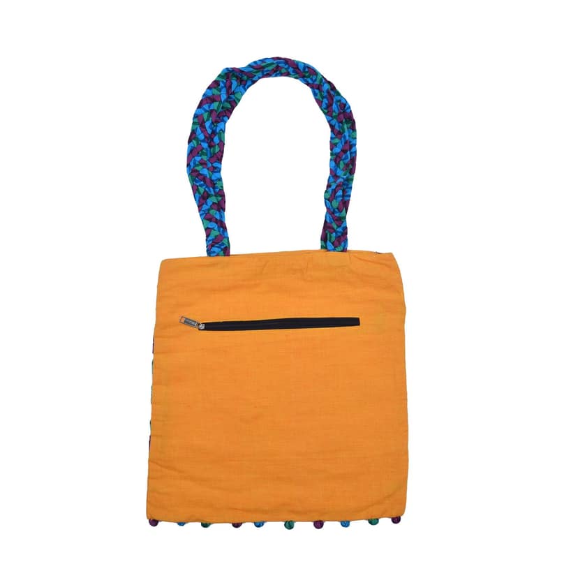 Tribes India Handcrafted Embroidery Saffron Bag view 2
