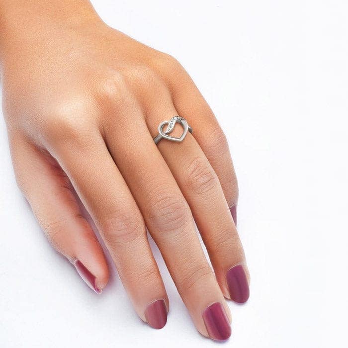 Silver Heart Swirl Ring view 2