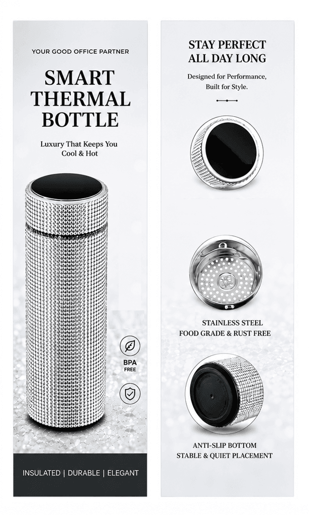 Luxury Bling Diamond Water Bottle Sparkling Rhinestone | Gift for Women & Girls view 2