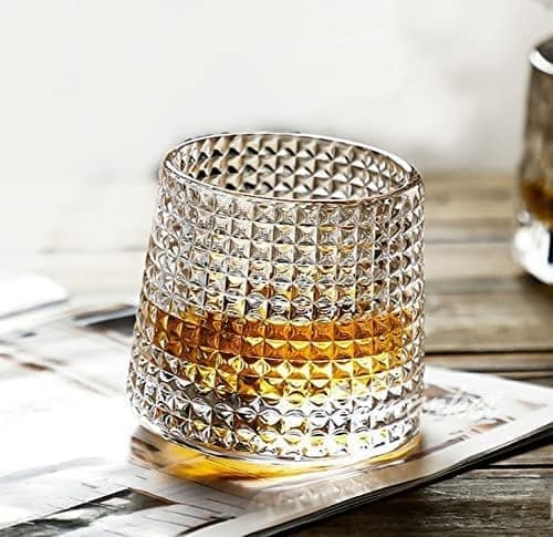 Diamond Dancing Whiskey Glass with Rotable Bottom- Spining Glasses Bar for Drinking Bourbon, Scotch, Cocktails, Cognac- Old Fashioned Tumblers [ Pack of 2] view 2