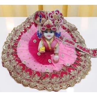 Designer Pink Laddu Gopal Dress with Matching Mukut