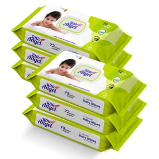 Little Angel Super Soft Cleansing Baby Wipes Lid Pack, 432 Count, Enriched with Aloe vera & Vitamin E, pH balanced, Dermatologically Tested & Alcohol-free, Pack of 6,72 count/pack Little Angel Super Soft Cleansing Baby Wipes Lid Pack, 432 Count, Enriched