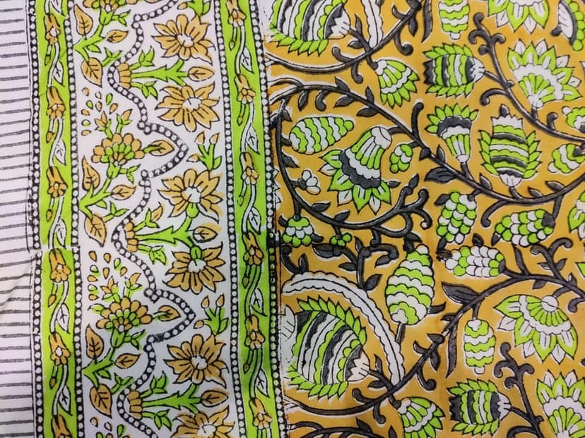 Cotton Blanket - Single Dohar ( 60 x 90 Inches) Yellow Black floral view 2