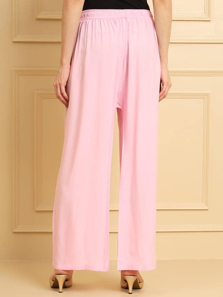 Soft Colors Regular Fit Pocket Palazzo (Baby Pink) view 2