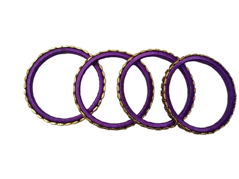 Purple & Gold Embellished Bangles - Elegant Wristwear view 2