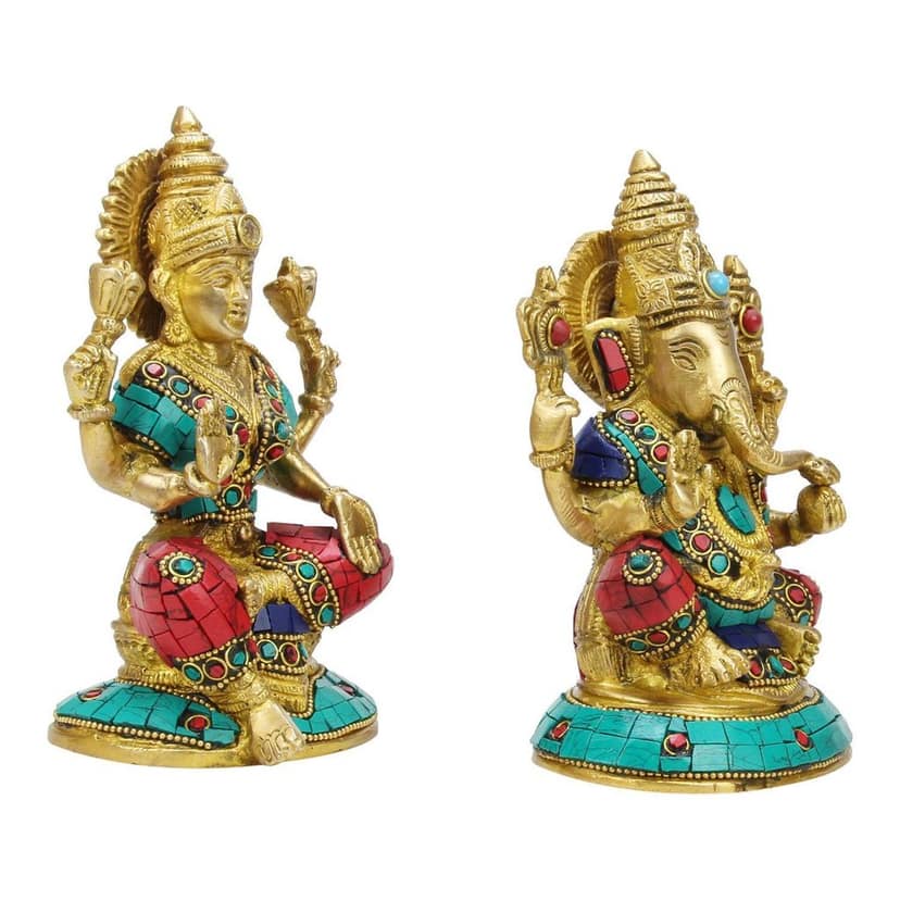 ARTVARKO Brass Laxmi Ganesha Statue Ganesh Murti for Blessing Health Happiness and Stability at Home D�cor Office Diwali Gift Height- 6 Inches view 2