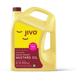 Jivo Kachi Ghani Mustard Oil, 5 Litre | Healthy Cooking Oil for Daily use |