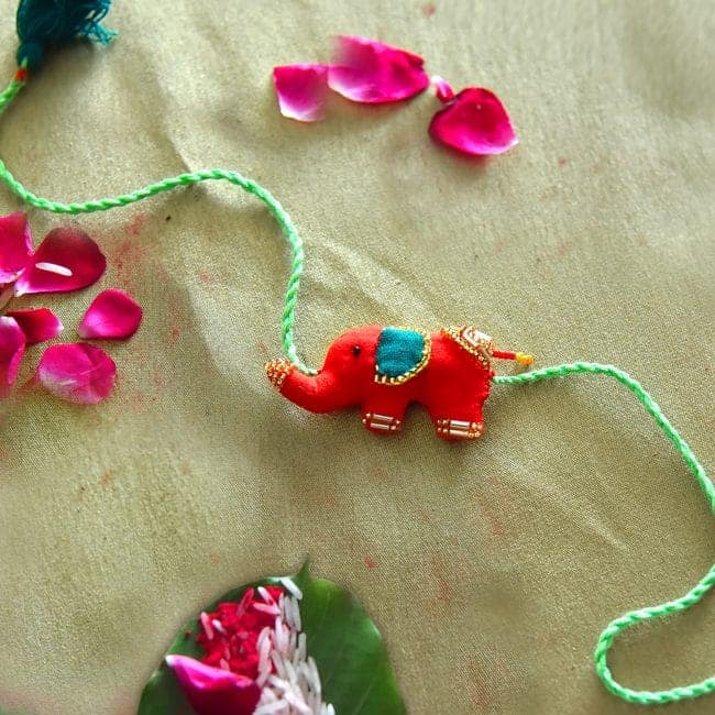 Tribes India Handmade Elephant Multicolor Rakhi view 2