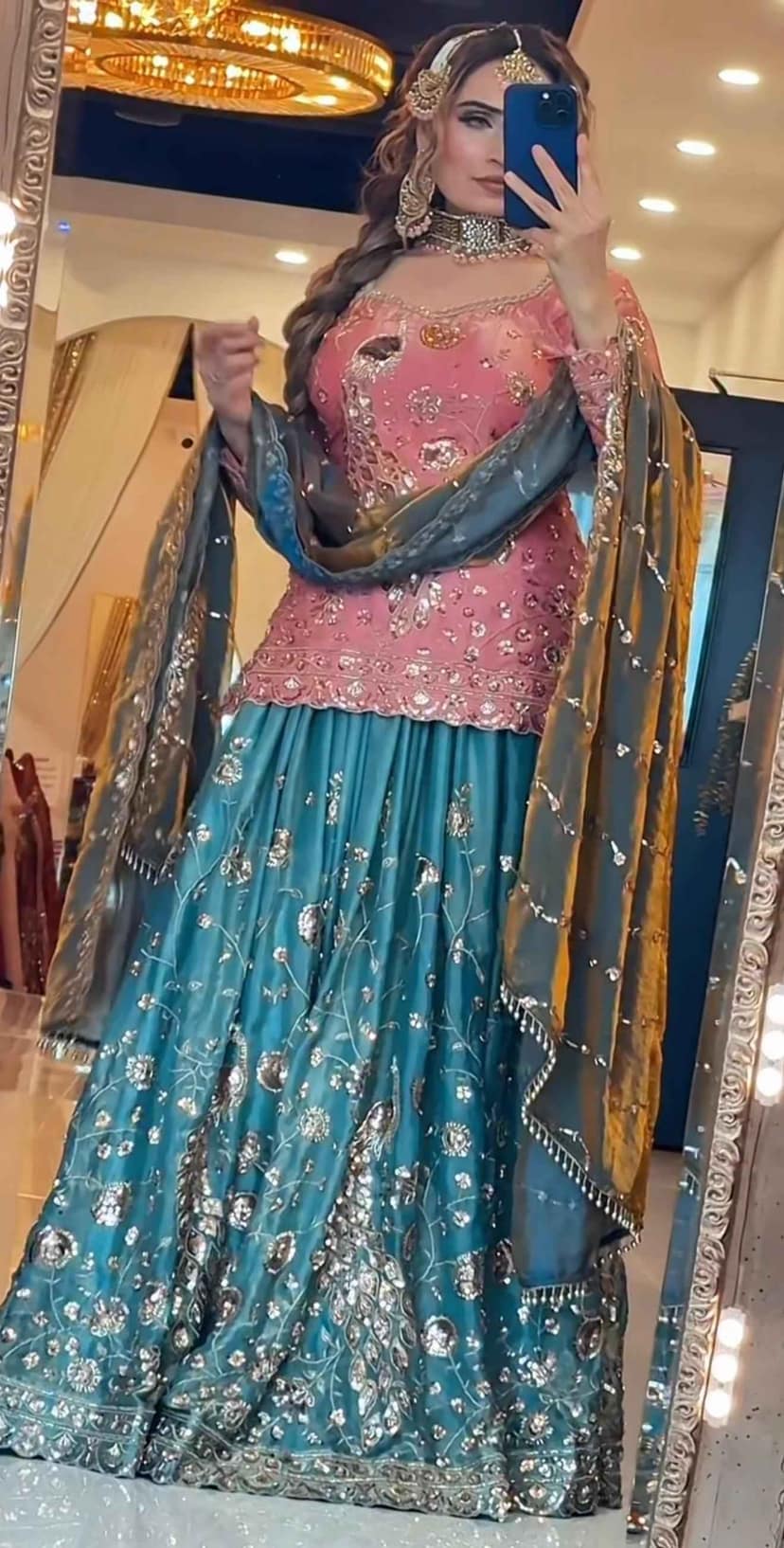 Crushi Silk Sequence Sharara Set for Party Wear