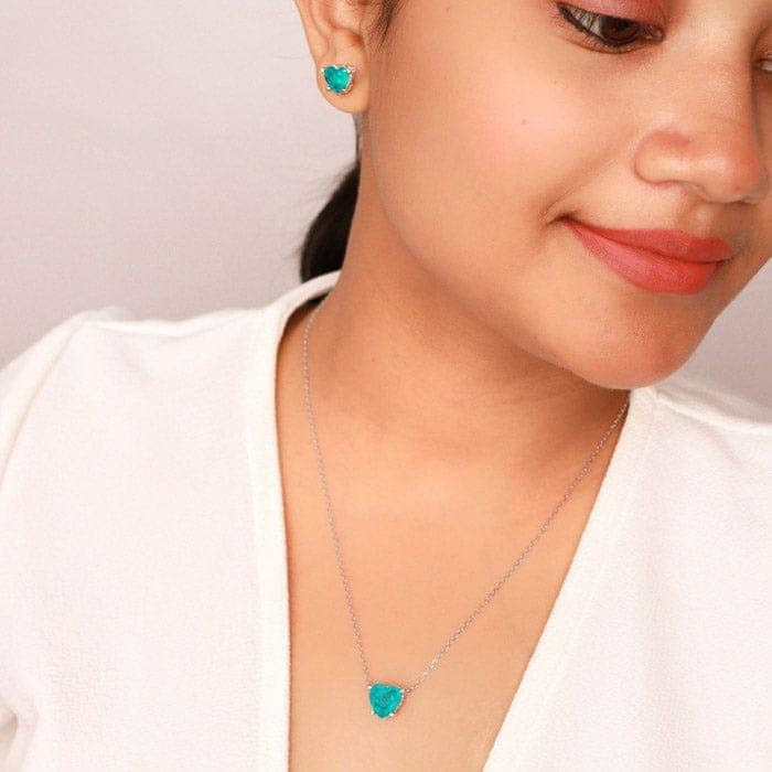 Silver Sea Blue Necklace Set view 2