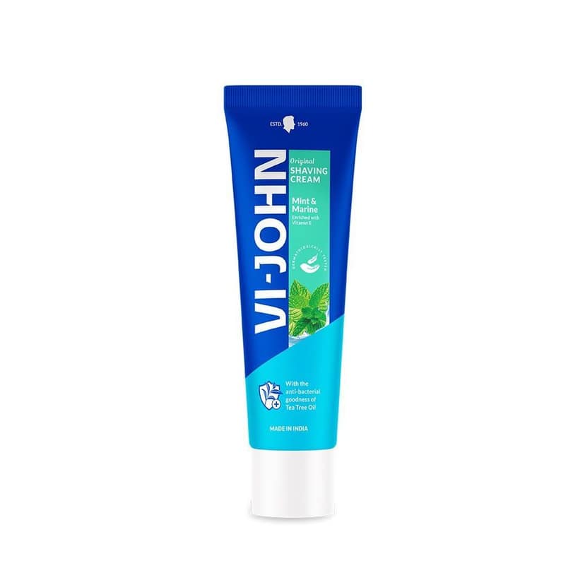 VI-JOHN Dermatologically Tested Mint & Marine Shaving Cream For All Skin Type enriched with Vitamin E & Tea Tree Oil-124g (Pack of 12) view 2
