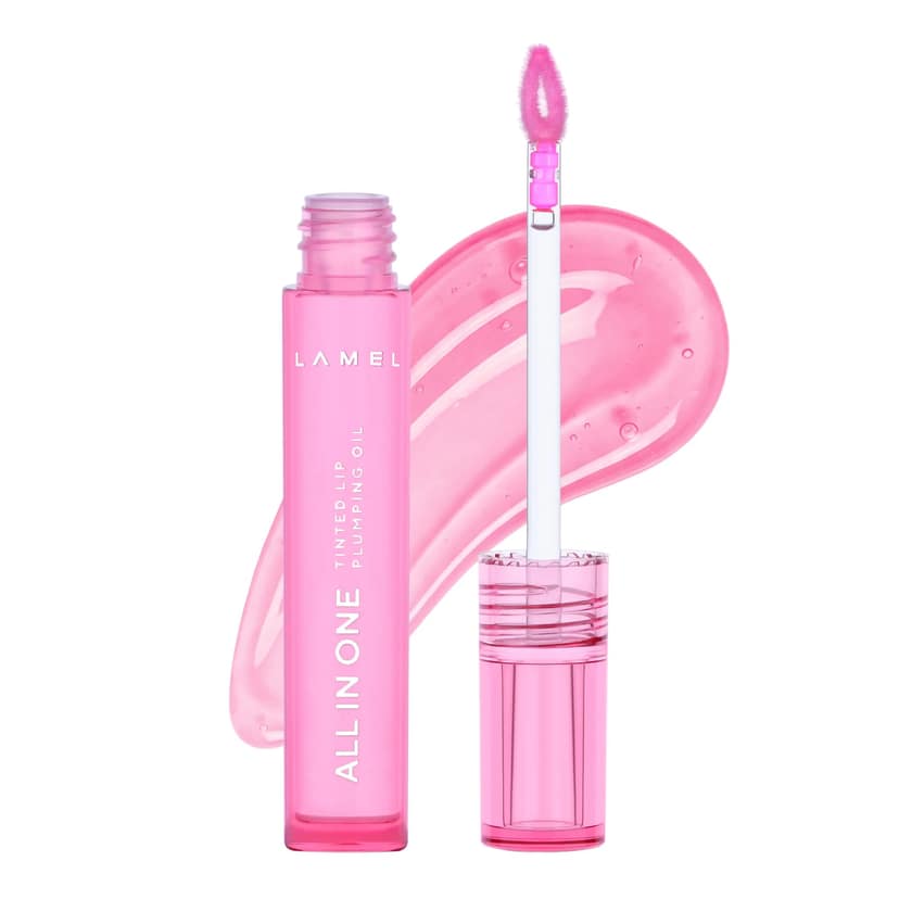 Lamel All In One Lip Tinted Plumping Oil- Pink sparkle, Lip Oil Tint for Pigmented Lips | Hydrating, Plumping & Glossy Lip Tint | Non-Sticky Lip Oil with Long-Lasting Tint | 3ml Lamel All In One Lip Tinted Plumping Oil- Pink sparkle, Lip Oil Tint for Pig