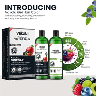 Vakola Natural Black 20 Minutes Gel Hair Color 500MLX2