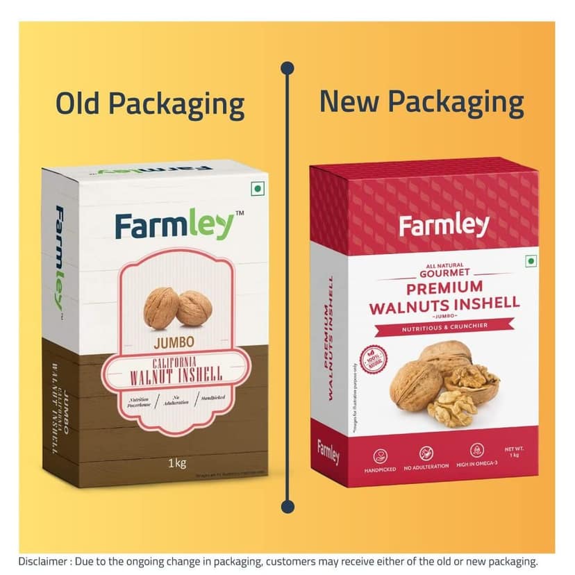 Farmley Premium California Jumbo Walnut | 1 kg | Inshell Walnut, Walnuts, Akhrot, Dry Fruits, Walnut With Shell, Natural Handpicked Akhrot Giri, Rich in Proteins & Antioxidants (Pack Of 1) view 2