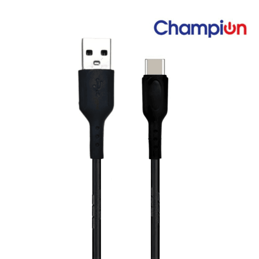 Champion USB to Type-C 3Amp Data Sync & Charging Cable PVC 1M for all Android & Type-C Devices (Black) view 2