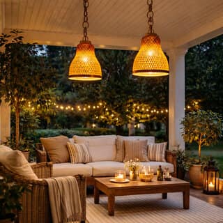 WEEBIZ Jullian8 Wall Lights, Ceiling Lights, Hanging Lights (Pendant Lights), Wall Lights Lamp Shade (Bamboo)