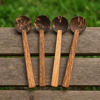 ECOCASK Coconut shell Cooking Ladle Set Of 4