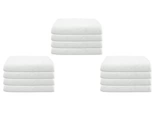 Gethitched Creations 100% Cotton 12 Pieces Solid White Hand & Face Towels or Napkins 375 GSM, 25 cm x 25 cm