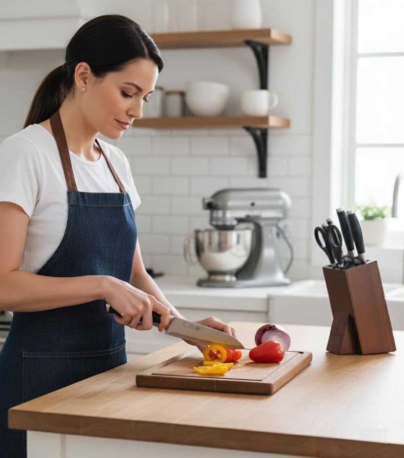 Modi Care Kitchen Solutions AcaciaEdge Five Piece Knife Set with Wooden Stand view 2