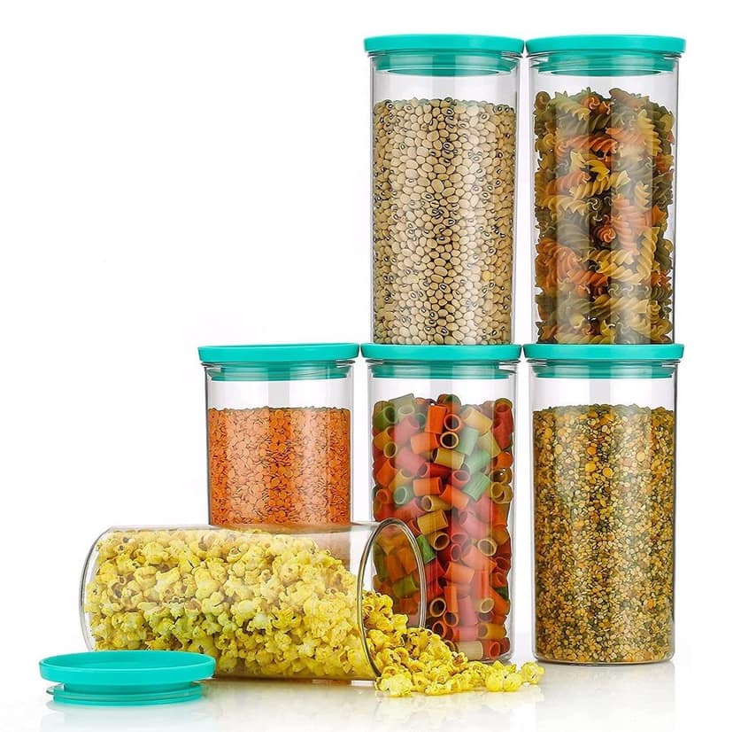 HAPPI Multipurpose Unbreakable Plastic Transparent Kitkat Storage Containers For Kitchen Airtight Masala Box Dabba Spice, cereal, Dry Fruits Spice Box 1400 ML Round (Multicolor- Set of 6 Pcs) view 2