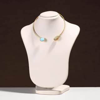 Multicolor Brass Hasli Necklace with Seashell Pendant