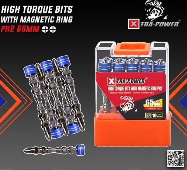 H9 as Xtra power PH2 65MM++ High Torque screw driver Bits with magnetic ring (10 pc set) view 2