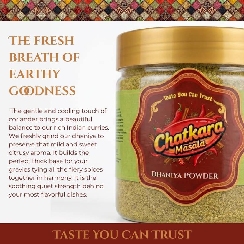 Chatkara Masala Dhaniya Powder | Coriander Powder for Cooking | Fresh Ground Spice for Daily Use | Ideal for Curry Gravy and Seasoning view 2
