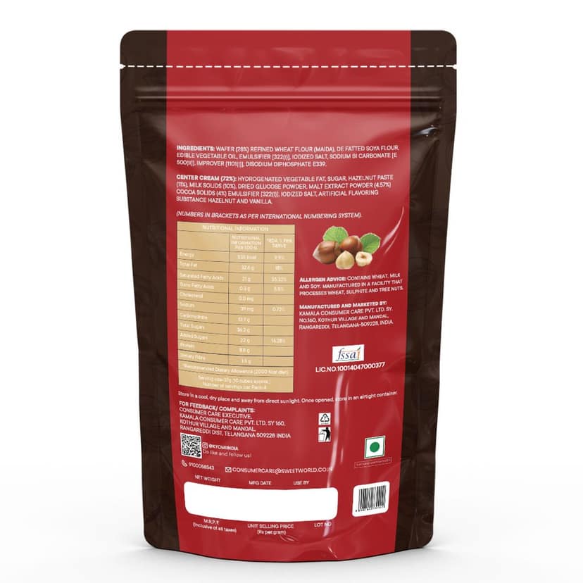 Kyomi Quattro Hazelnut Flavour Wafer Cubes, 450g | Crispy & Delicious Wafers Perfect for Snacking (Pack of 3) view 2