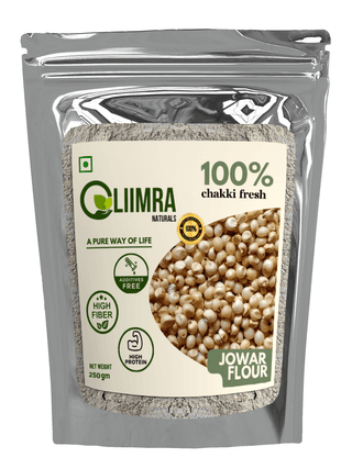 Liimra Naturals Sorghum Jowar Millet Flour - High Fiber, Protein-Packed, Low GI, Gluten-Free Carbohydrate Replacement, 100% Chakki Fresh Flour (250 Gram) - 250 gm