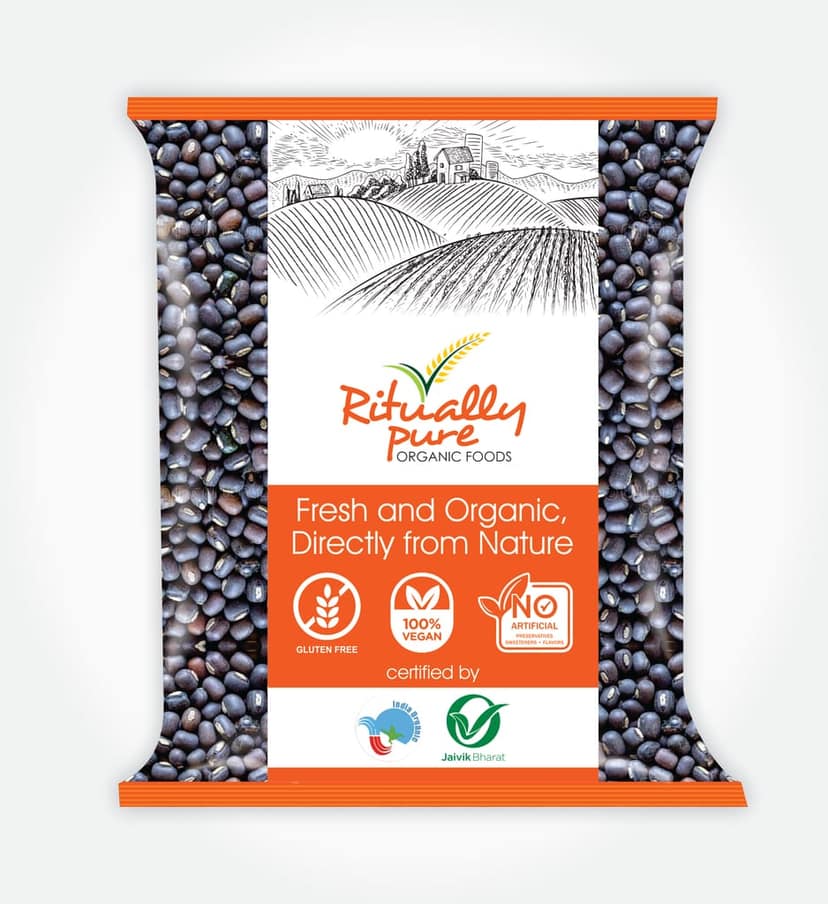 Ritually Pure 100% Organic | Dry & Unpolished Pulses | Urad Sabut | kali Dal | Urad Whole | 1 Kg Pack