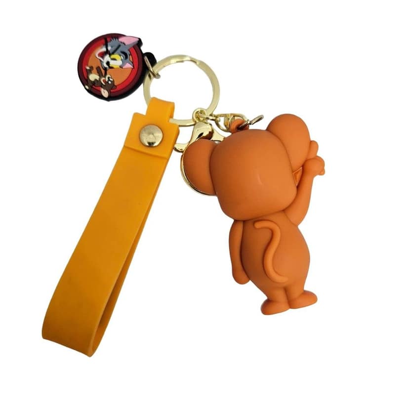 Jerry Cute Silicon 3D Keychain with Strap Charm & Metal Hook view 2
