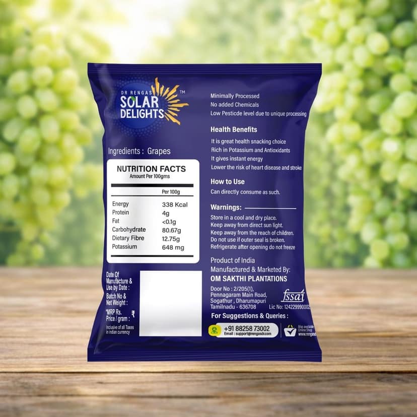 DR. RENGA'S SOLAR DELIGHTS Brown Raisins Seedless | Solar Dried Grapes Without Sugar | Thomson Seedless Grapes Dry | Natural Dry Fruit | 200g view 2
