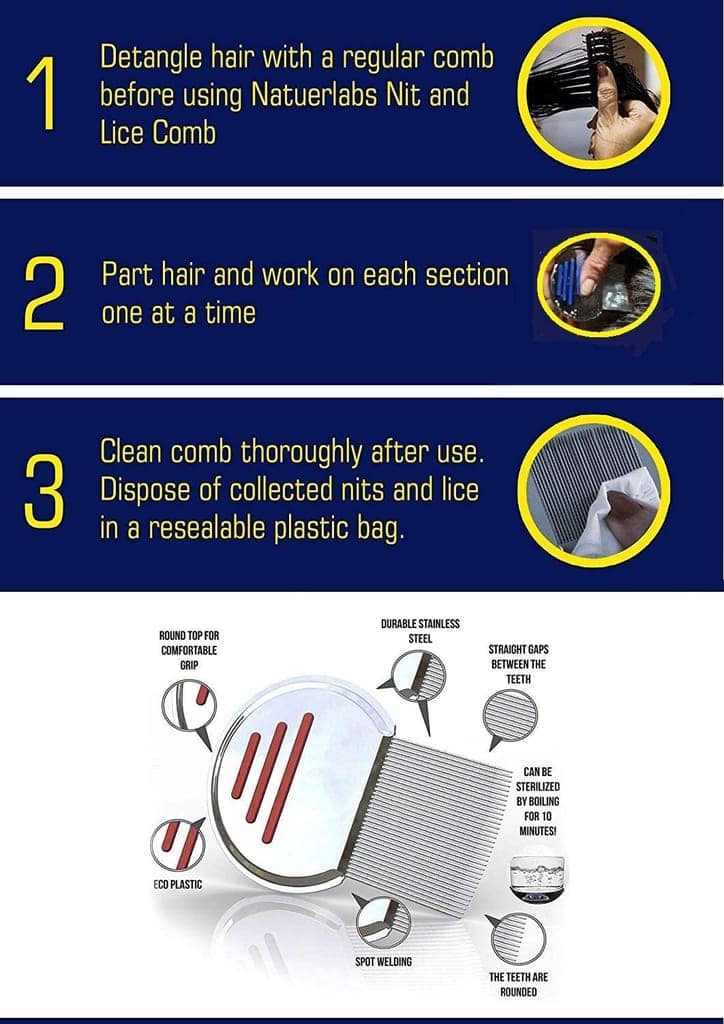 Elecsera Premium Lice Comb With Steel Teeth removes Lice Free Hair view 2