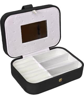 Jewellery Organiser PU Leather Zipper Portable Storage Box with Divider Container