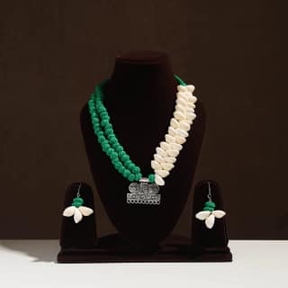 Multicolor - Handmade German Silver Shell Necklace Set 11
