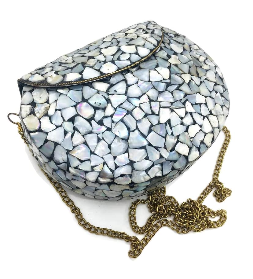 Women's Gift Bridal Bag - Brass Metal Clutch Sling Bag (Indian Ethnic Antique Clutch) view 2