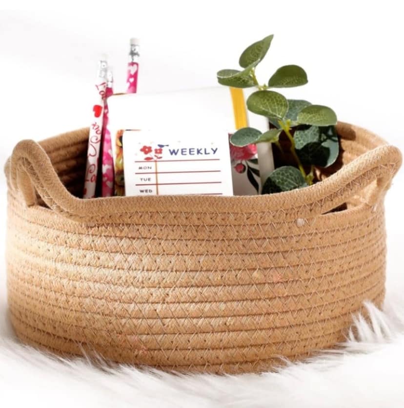 Generic Cotton Pack Of_1 Cat Basket 8x4 Inch Storage Basket For Clothes (Beige)-PID66393