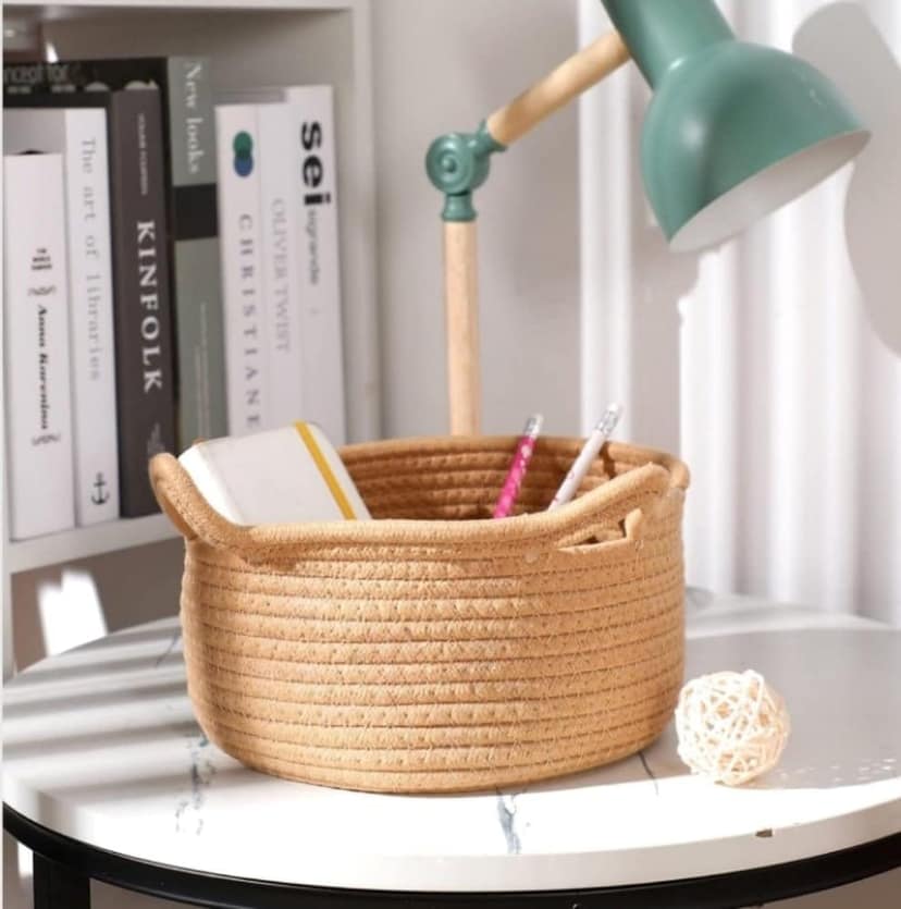 Generic Cotton Pack Of_1 Cat Basket 8x4 Inch Storage Basket For Clothes (Beige)-PID66393 view 2