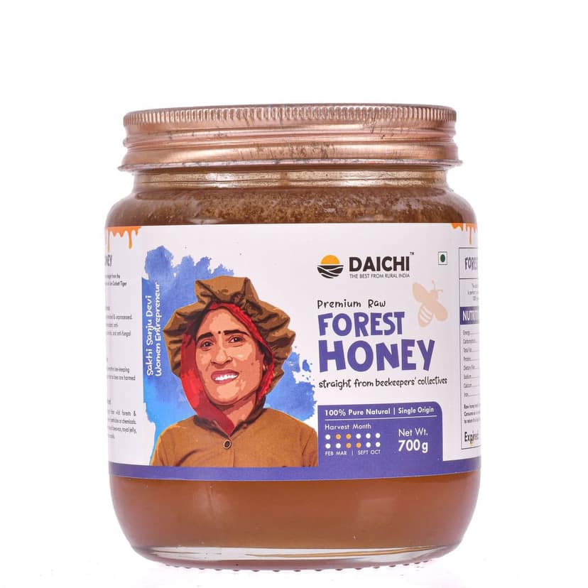 Daichi Forest Honey - 100% Raw & Unprocessed, Straight from beekeepers, Cruelty-free, No Sugar or Additives 350gm (Pack of 1)